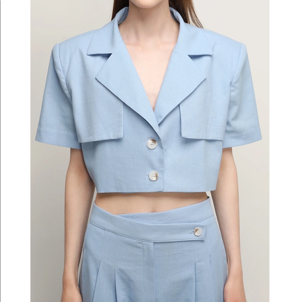 NWOT STORETS cropped linen blazer